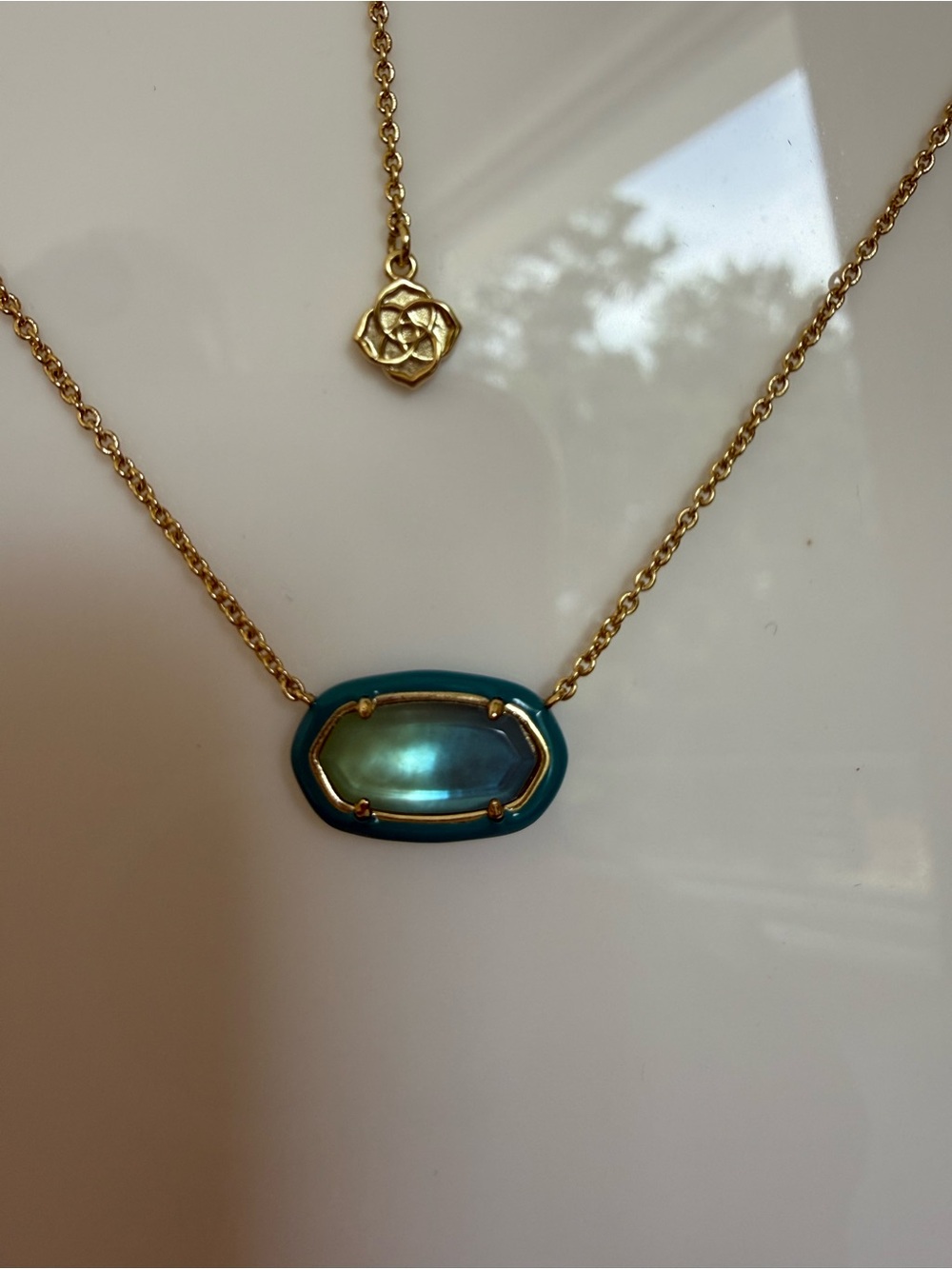 Kendra Scott Blue Teal Elis Pendant Necklace - Gold